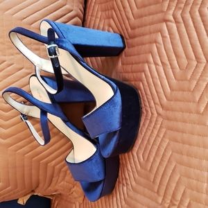 Blue Velvet Nine West Platform Sandals